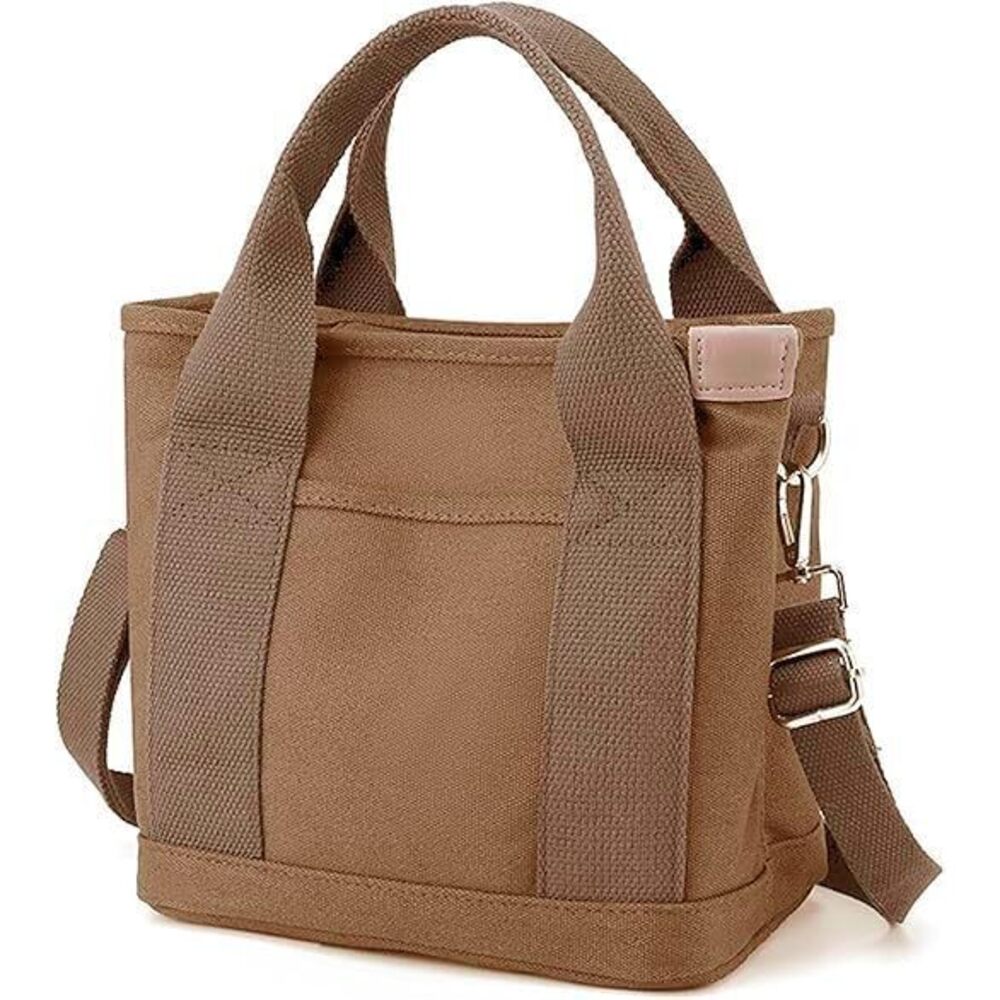 4249 Small Tote Bag with Zipper, 2024 Canvas Multi-Pocket Crossbody Bag
